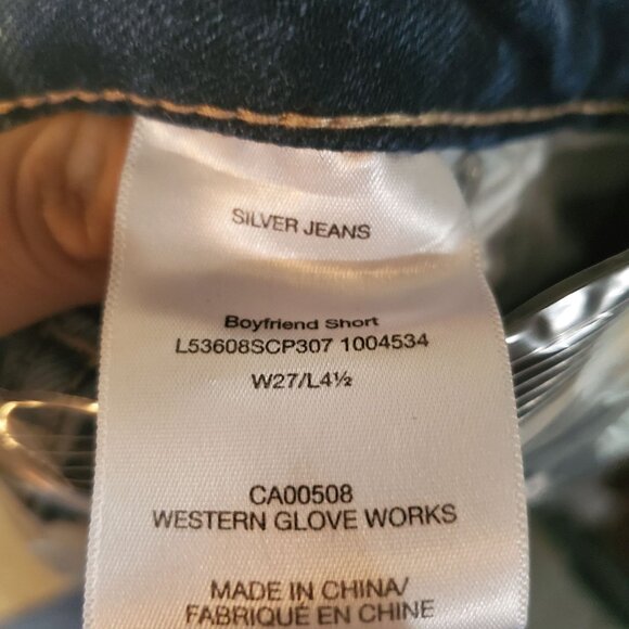 Silver Jeans Shorts Womens 27 Blue Boyfriend Rolled Distressed Denim Jorts - Picture 2 of 11